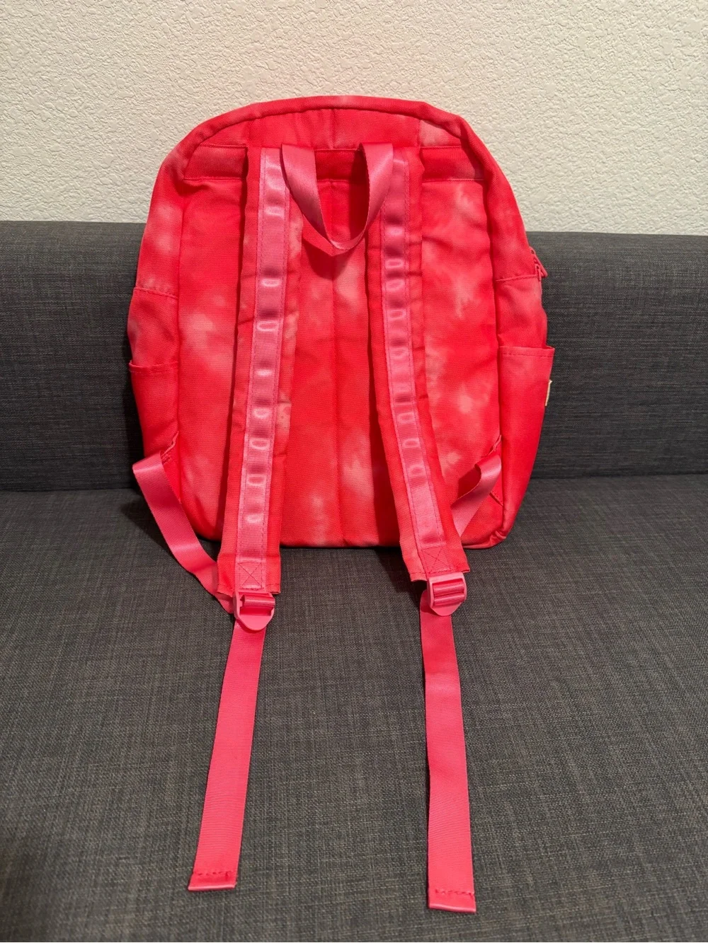 Fucsia Pink Tie-Dye Canvas Backpack - Casual Daypack